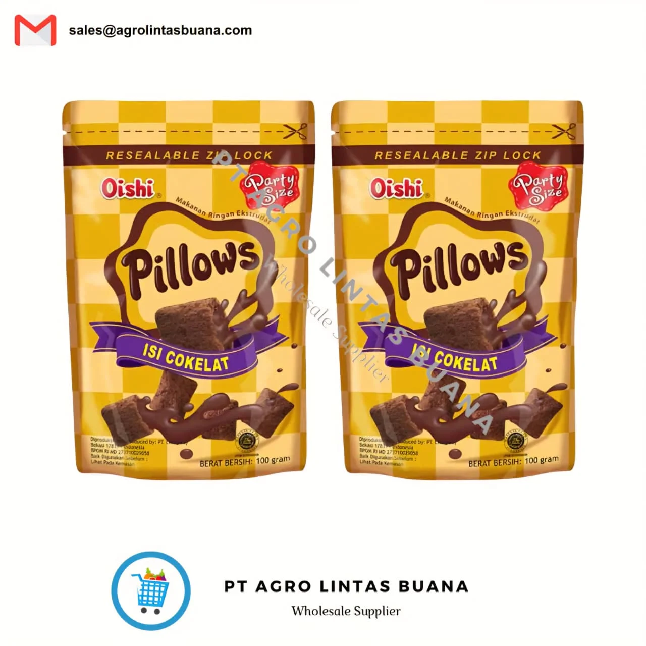 Oishi Pillows Choco Filled Crackers Party Size 