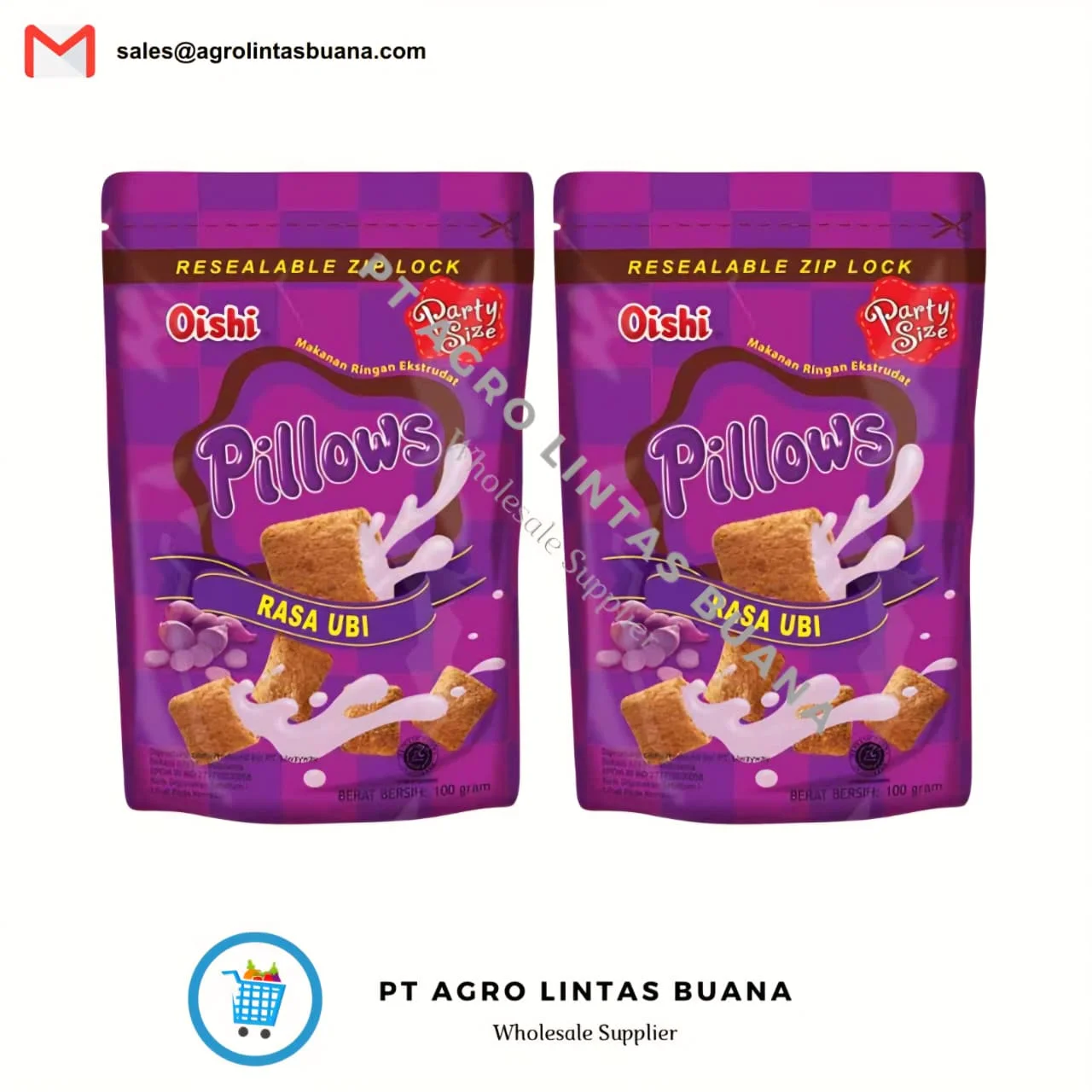 Oishi Pillows Ube Filled Crackers Party Size